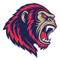 an angry gorilla head with open mouth vector