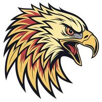 an eagle head with a red and yellow feather vector