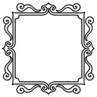 a black and white drawing of a frame with swirls vector