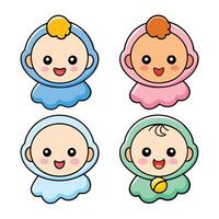 four baby dolls with different colors and faces vector