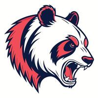 the head of a panda bear is shown in a red, white and blue color scheme vector