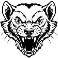 a wolf head with its mouth open and teeth showing vector