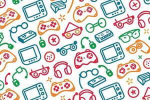 a colorful pattern with various game controllers and other items vector