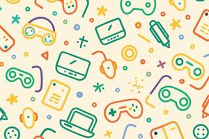 a colorful pattern with various game items vector