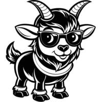 a cartoon goat wearing sunglasses and a hat vector