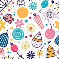 seamless pattern with colorful objects and decorations vector