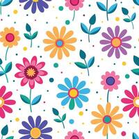 seamless pattern with colorful flowers on white background vector