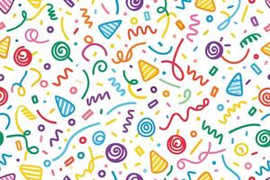a colorful party background with confetti and streamers vector