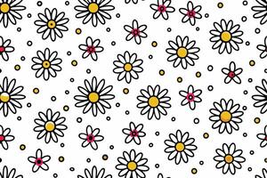 a white background with a bunch of daisies vector