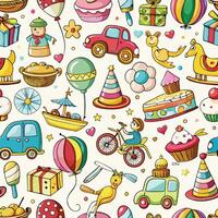 a seamless pattern with various items and objects vector