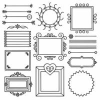 a set of black and white frames and borders vector