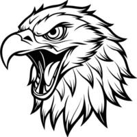 an eagle head with open mouth and open beak vector