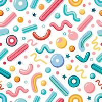 seamless pattern with colorful shapes and bubbles vector