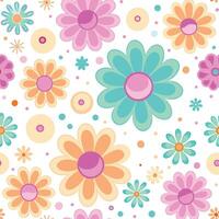 a colorful pattern with flowers and dots vector
