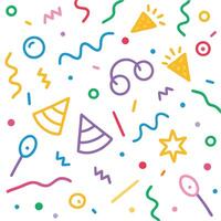 a colorful party background with confetti and balloons vector
