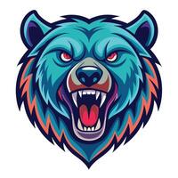the head of a bear with its mouth open vector
