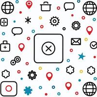 a square with icons and icons on it vector