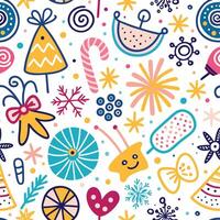 christmas seamless pattern with colorful objects vector
