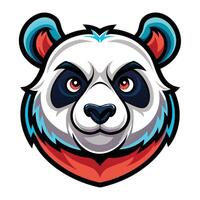 a panda bear head with a red, blue and white color scheme vector