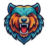 the head of a bear with its mouth open vector