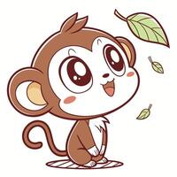 a cartoon monkey with leaves on its head vector