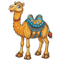 cartoon camel with saddle on white background vector