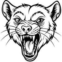 a black and white illustration of a cat head vector