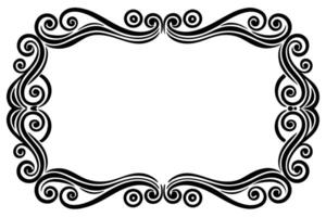 a black and white decorative frame with swirls vector
