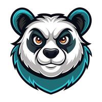 a panda bear head with a blue and white color scheme vector