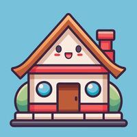 a cartoon house with a smiling face vector