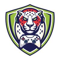 a jaguar with a controller in its mouth vector