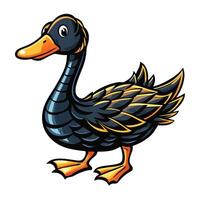 a cartoon black duck with orange beak vector