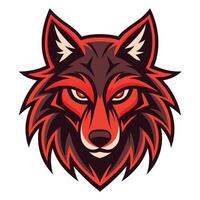 the head of a wolf is shown in red and black vector