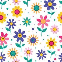 seamless pattern with flowers and polka dots vector
