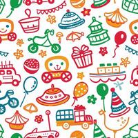 seamless pattern with colorful toys and vehicles vector