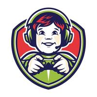 a boy wearing headphones and holding a controller vector