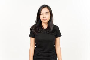 Serious face and looking at camera of Beautiful Asian Woman Isolated On White Background photo