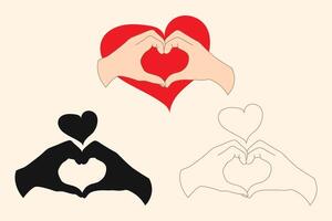two hand making heart shape, hand make love shape for romantic design vector