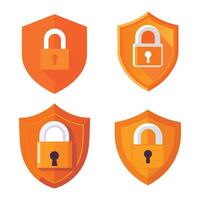 Safety security icons set with shield vector