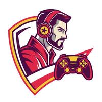 a man with headphones and a controller in his hand vector