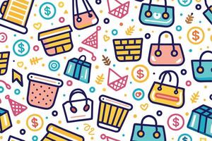 shopping bags and purses pattern vector