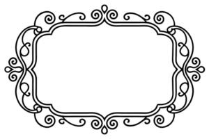 a black and white drawing of a frame with a scroll vector