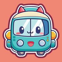 a cute cartoon bus with eyes and ears vector