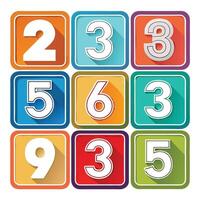 a set of numbers with different colors on a white background vector