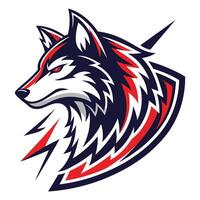 the head of a wolf with lightning bolts on it vector