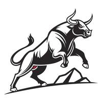 bull running on rock, illustration vector