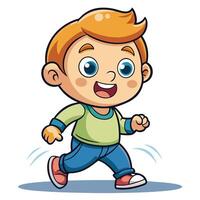 cartoon boy running and smiling vector