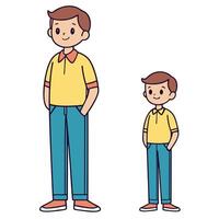 a cartoon of a man and a boy standing next to each other vector