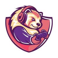 mascot icon illustration of a cute red panda playing vector