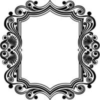 a black and white ornate frame with a scroll vector